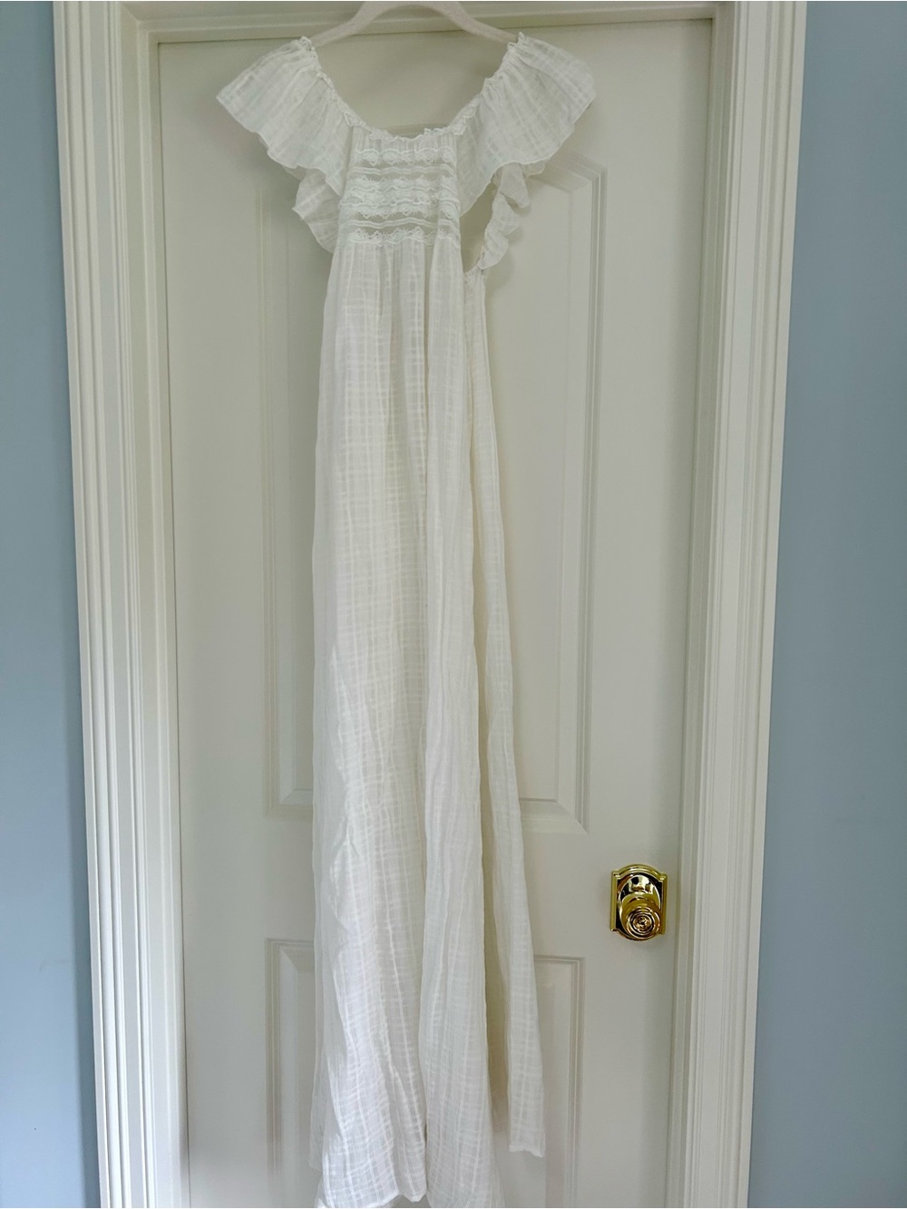 Anthropologie flutter sleeve white dress